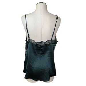 NWT Abercrombie & Fitch satin lace cami top dark green romantic feminine Y2K med
